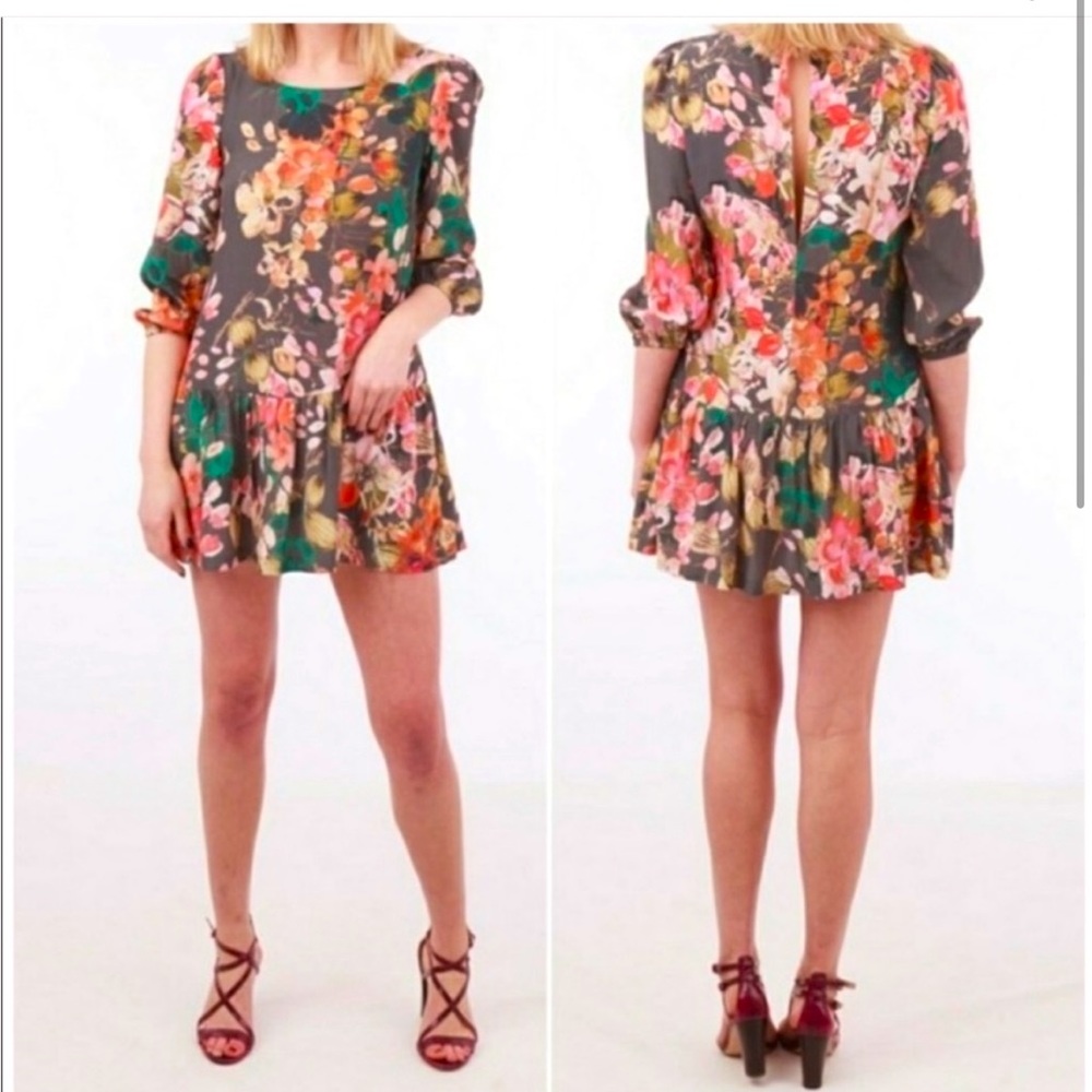 Anthropologie Meadow Rue floral drop waist dress Sz 10